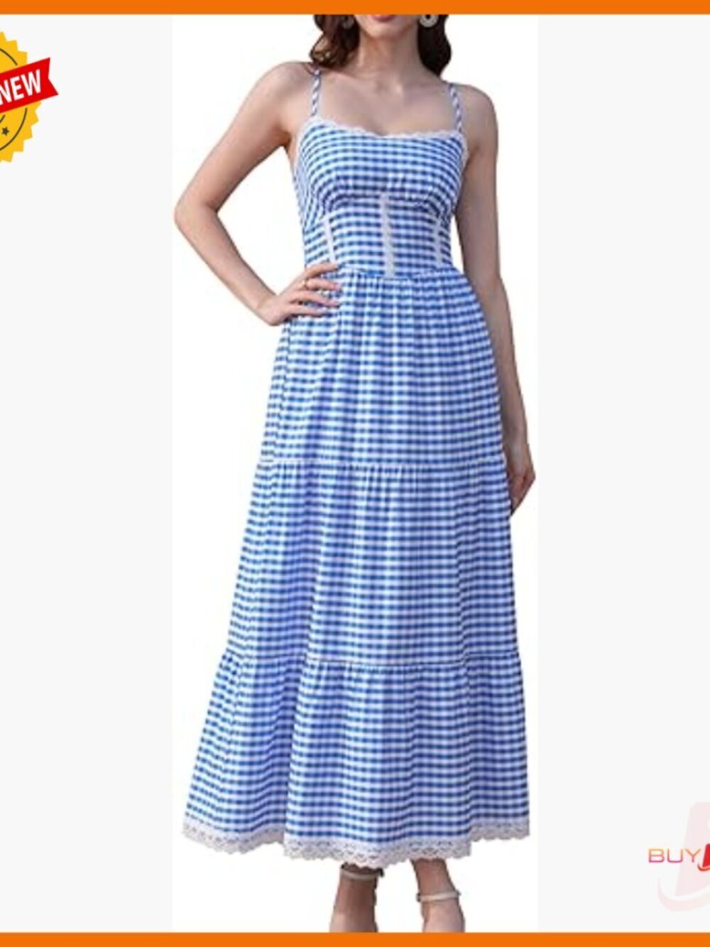 Summer Gingham Corset Maxi Dress Smocked Sleeveless A-Line Beach Wedding Guest